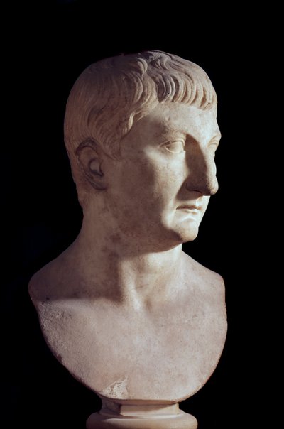 Popiersie Druzusa Młodego (zm. 23 ne), syna cesarza rzymskiego Tybera (Tiberio Claudio Nerone, 42 pne-37 ne). Rzeźba z marmuru. I wne. Paryż, Luwr autorstwa Roman