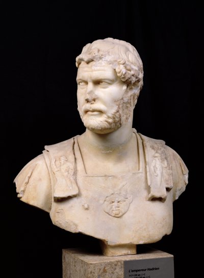 Popiersie cesarza Hadriana (76-138) znalezione na Krecie (marmur) autorstwa Roman