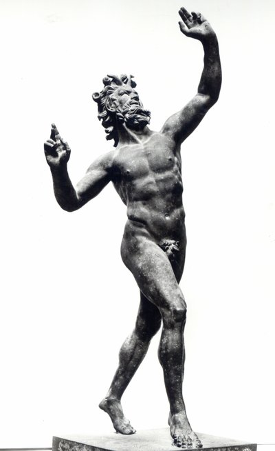 Tańczący Faun, z Domu Fauna, Pompeje (brąz) (zdjęcie czarno-białe) autorstwa Roman