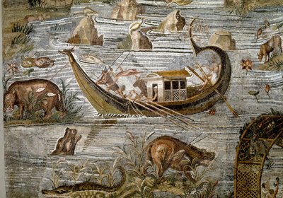 Fragment mozaiki nilotycznej Preneste (Palestrina) z sanktuarium bóstwa Fortune Primigenia, 80 pne autorstwa Roman