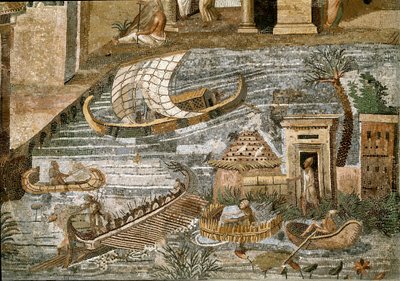 Fragment mozaiki nilotycznej Preneste (Palestrina) z sanktuarium bóstwa Fortune Primigenia, 80 pne autorstwa Roman
