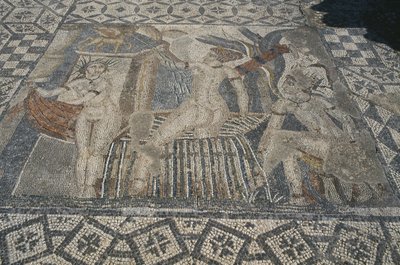 Diana i Akteon, z podłogi „Dom Wenus procesji” (mozaika) autorstwa Roman