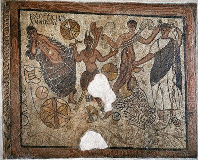 Dionizos i Ariadna - Mozaika, IV wiek autorstwa Roman