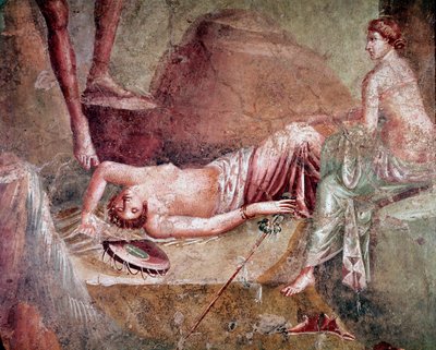 Pijana śpiąca maenada (fresk autorstwa Roman