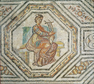Erato, muza poezji lirycznej, z Augusta Treverorum (mozaika) autorstwa Roman