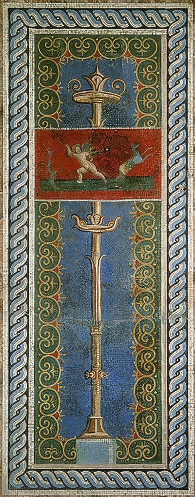 Eros jako myśliwy, fragment mozaiki ściennej odkryty w Pompejach autorstwa Roman