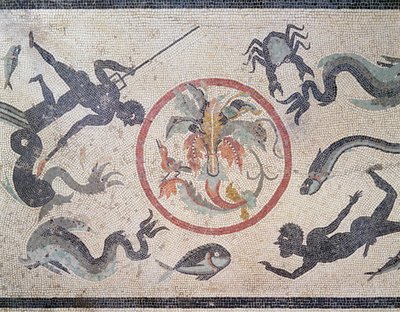 Rybacy i stworzenia morskie, I wne (mozaika) autorstwa Roman