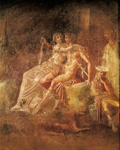 Fresk przedstawiający Aresa i Afrodytę, Dom Citarystów, Pompeje, Włochy (mozaika) autorstwa Roman