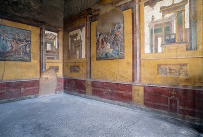 Sala z freskami w Villa dei Vettii, rzymskie stanowisko archeologiczne w Pompejach (UNESCO World Heritage Site) autorstwa Roman