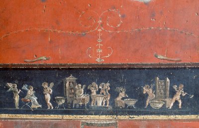 Fryz przedstawiający amorki, Dom Vettii, Pompeje (Lista Światowego Dziedzictwa UNESCO) autorstwa Roman