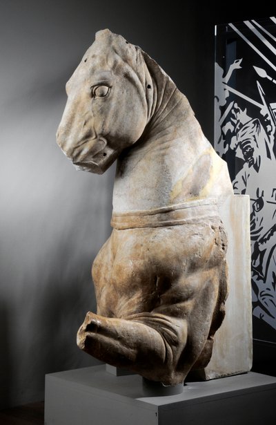 Przednia część konia, ok. 75-25 pne (marmur) autorstwa Roman