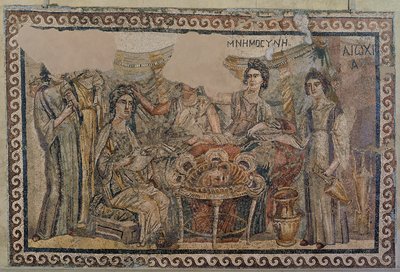 Sympozjum Pogrzebowe, z nekropolii w Antiochii, koniec IV wne (mozaika) (patrz także 3929775) autorstwa Roman
