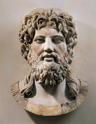 Głowa Asklepiosa lub Zeusa (marmur) autorstwa Roman