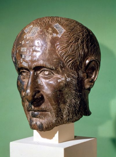 Szef Trajana Decjusza (201-251) z Sarmizegetusa, Rumunia (brąz) autorstwa Roman