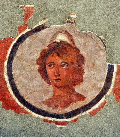 Głowa młodego mężczyzny, ok. 130-140 (fresk) autorstwa Roman