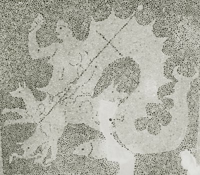 Hellenistyczny kamyk Mozaika Scylli i Charybdy strzegących cieśniny, szczegół Scylli. Mozaika Dom Dionizosa, Pafos, Cypr autorstwa Roman