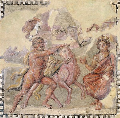 Herakles z bykiem kreteńskim, Ostia (mozaika) autorstwa Roman