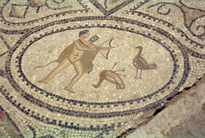 Herkules i ptaki stymfalijskie, z podłogi „Dom Herkulesa” (mozaika) autorstwa Roman