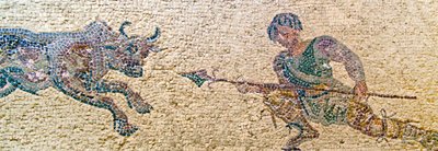 Scena myśliwska, Dom Dionizosa, Pafos, Cypr (mozaika) autorstwa Roman