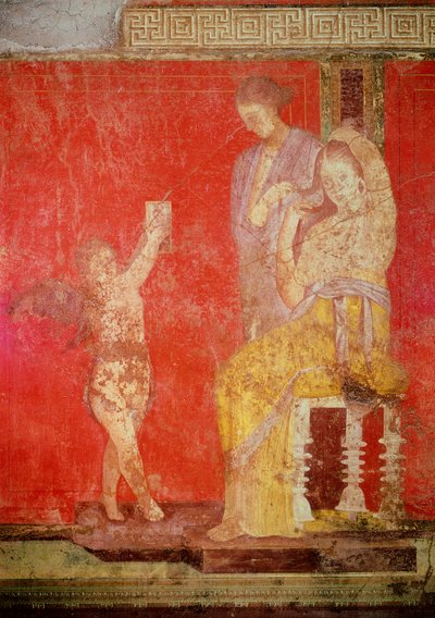 Obrzędy inicjacji w kulcie Dionizosa, fresk z Villa Dei Mysteri autorstwa Roman