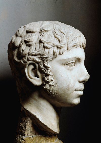 Marmurowa głowa Elagabala lub Heliogabalusa (Marcus Aurelius Antoninus lub Heliogabalus) (204-222 ne) - Rzym, Musei Capitolini - Głowa cesarza Elagabala (204-222) znanego również jako Heliogabalus (Varius Avitus Bassianus) - Rzeźba marmurowa - Musei Capito autorstwa Roman