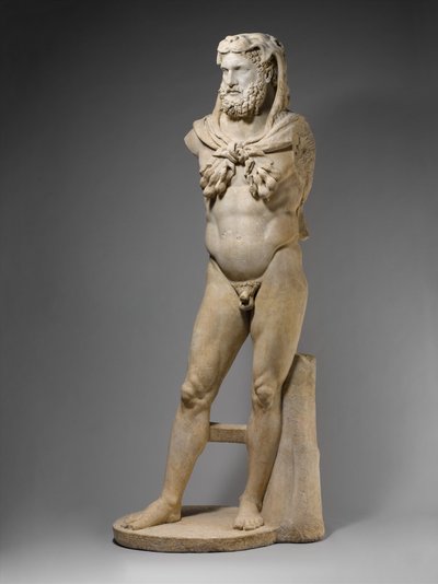 Marmurowy posąg brodatego Herkulesa, 68-98 AD (marmur) autorstwa Roman