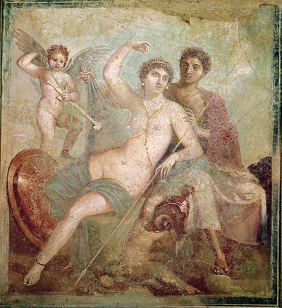 Mars i Wenus z Domu Marsa i Wenus (Casa de Marte e Venere) Pompeje (malowidło ścienne) autorstwa Roman