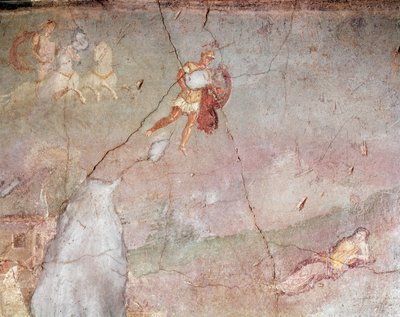 Mars znajduje Rhea silvia śpiącą i uwodzi ją (fresk autorstwa Roman