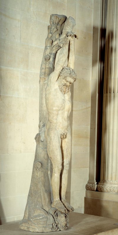 Męka Marsjasza zwisająca z pnia sosny. Rzeźba marmurowa z końca III-początku II wieku p.n.e. Słońce 2,5 m Paryż, Musee du Louvre autorstwa Roman