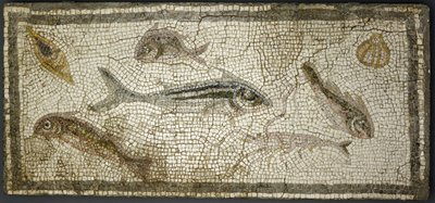 Panel mozaikowy przedstawiający ryby, prawdopodobnie III w. n.e. autorstwa Roman