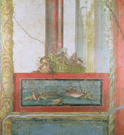 Scena morska, Pompeje, Włochy (fresk) autorstwa Roman