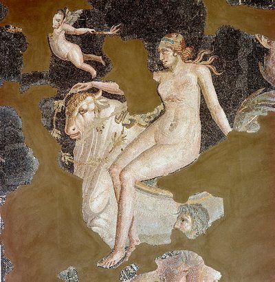 Nereid na byku morskim (mozaika autorstwa Roman