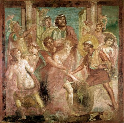 Odyseusz odnajduje Achillesa wśród córek Lycomedesa (fresk, II wne) autorstwa Roman