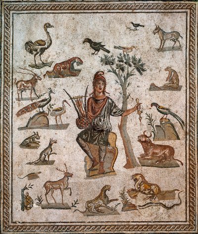 Orfeusz otoczony zwierzętami, II wiek autorstwa Roman