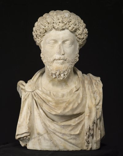 Portret cesarza Marka Aureliusza, koniec II (marmur) autorstwa Roman