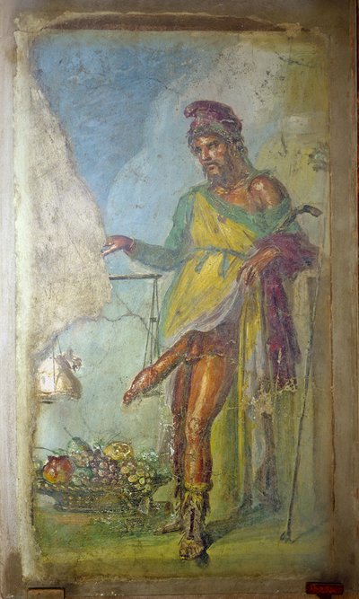 Priapus, z Casa dei Vettii (Dom Vettii) ok. 50-79 r. n.e. (fresk) autorstwa Roman