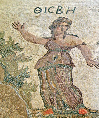 Pyramus i Thisbe, fragment Thisbe, Dom Dionizosa, Pafos, mozaika Cypr autorstwa Roman