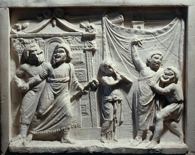 Relief sceny teatralnej z komedii „Andria”, autorstwa Publiusza Terencjusza Afera (relief) autorstwa Roman