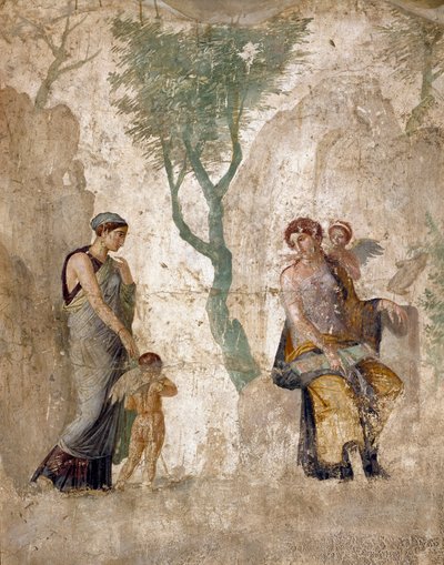 Sztuka rzymska: „”Eros ukarany w obecności Afrodyty””” Fresk z Pompei, casa dell