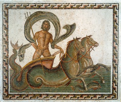Sztuka rzymska: „”Triumf Neptuna”””Mozaika z III wieku naszej ery. Sousse, Musee Archeologique, Tunezja autorstwa Roman