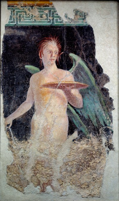 Sztuka rzymska: fresk skrzydła dżina z Pompei - koniec I wieku pne - Paryż, Musee du Louvre autorstwa Roman