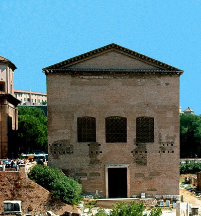 Forum Romanum: widok Kurii (kurii) miejsce obrad Senatu. I wiek p.n.e. Rzym autorstwa Roman