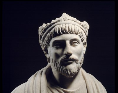 Roman Greco Art: Rzeźba cesarza rzymskiego Juliena lera apostaty (331 - 363) (IV wiek po JC) Paryż, Musee Du Louvre autorstwa Roman