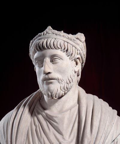 Roman Greco Art: Rzeźba cesarza rzymskiego Juliena lera apostaty (331 - 363) (IV wiek po JC) Paryż, Musee Du Louvre autorstwa Roman