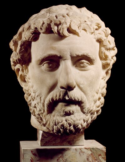 Sztuka rzymska: popiersie stromego rzymskiego Antonina Piusa (138-161 ne) Paryż, Luwr autorstwa Roman