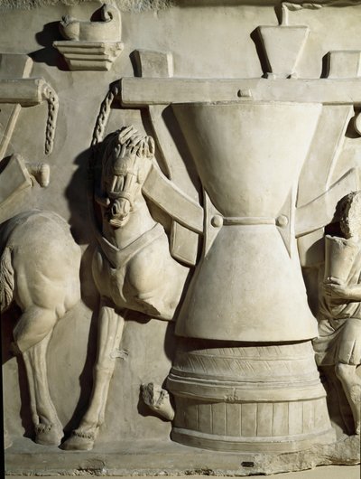 Sztuka rzymska: płaskorzeźba przedstawiająca koło młyńskie. I wne. Rzym Museo della Civilta Romana autorstwa Roman