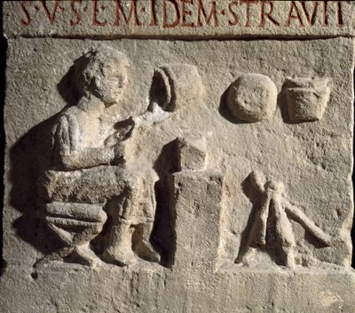Sztuka rzymska: płaskorzeźba przedstawiająca przystanek garncarza. I wne. Rzym Museo della Civilta Romana autorstwa Roman