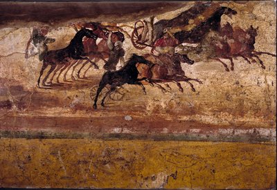 Sztuka rzymska: rasa kwadryg. Świeżo z willi kwadrygi. IV styl, Pompeje.Neapol, Narodowe Muzeum Archeologiczne autorstwa Roman