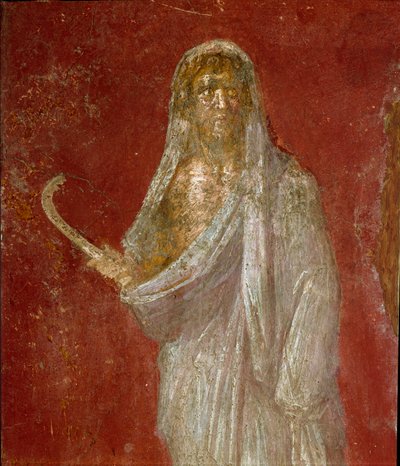 Sztuka rzymska: przedstawienie Cronos (Saturna). Szczegół. Fresk z Casa dei Dioscuri w Pompejach. Wymiary 68x41 cm Narodowe Muzeum Archeologiczne, Neapol autorstwa Roman