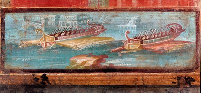Rzymskie statki wojenne przy wejściu do portu (fresk) autorstwa Roman